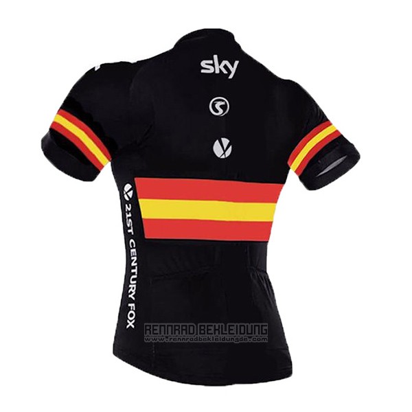 2017 Fahrradbekleidung Sky Champion Spanien Trikot Kurzarm und Tragerhose - zum Schließen ins Bild klicken